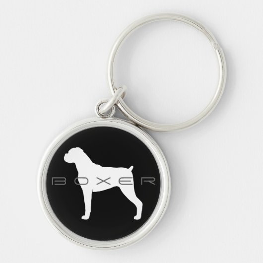 Silhouet van Boxerhond Sleutelhanger (Voorkant)