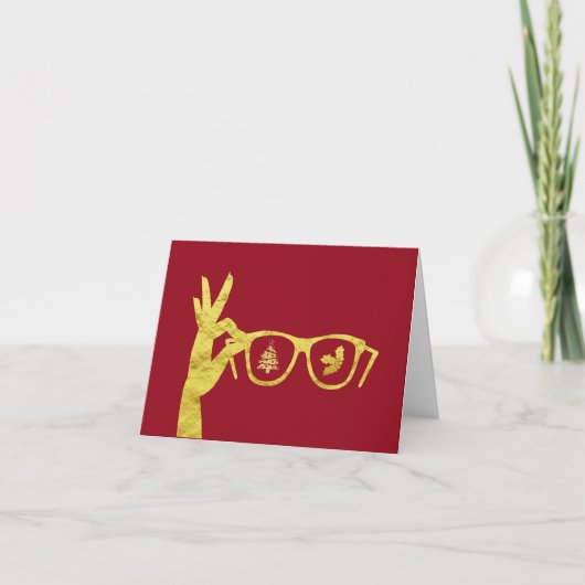 Silhouet van Bril Optometrist Kerstkaart Kaart (Voorkant)
