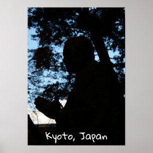 Silhouet van Chion-in tempelstandbeeld, Kyoto, Jap Poster