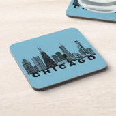 Silhouet van de Chicago Skyline Bier Onderzetter (Linkerzijde)