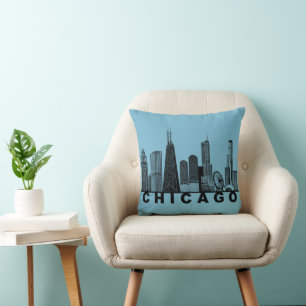Silhouet van de Chicago Skyline Kussen