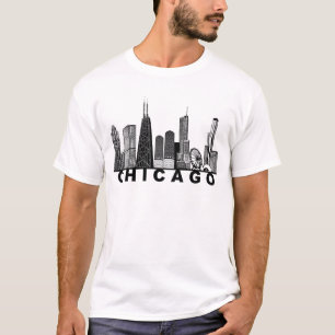 Silhouet van de Chicago Skyline T-shirt