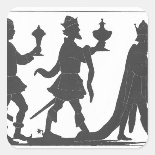 Silhouet van de Drie Koningen Vierkante Sticker (Voorkant)