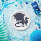 Silhouet van draak - Kies achtergrondkleur Papieren Bordje (Feest)