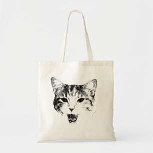 Silhouet van een gapende kat – Minimal Sass-editie Tote Bag