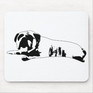 Silhouet van een liggende bulldog met scherp contr muismat