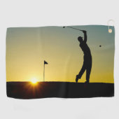 Silhouet van een man spelen golfontwerp Golfhanddo Golfhanddoek (Horizontaal)