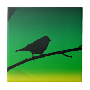 Silhouet van een Mus op Limoneen Tegeltje