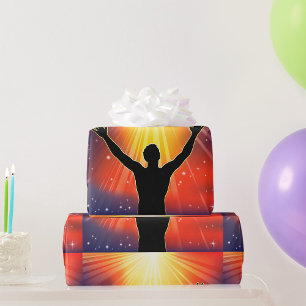 Silhouet van een spirituele man die zijn armen hef cadeaupapier