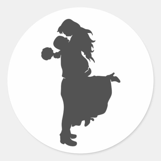 Silhouet van een stel ronde sticker (Voorkant)