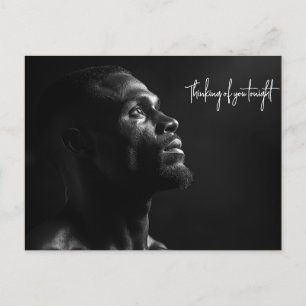 Silhouet van een zwart man gezicht B&W foto Briefkaart