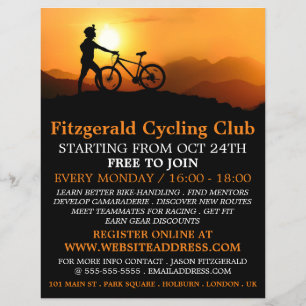 Silhouet van fietser, fietsclubreclame flyer