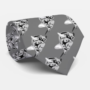 Silhouet van Franse Bulldog zwart, wit, grijs Stropdas
