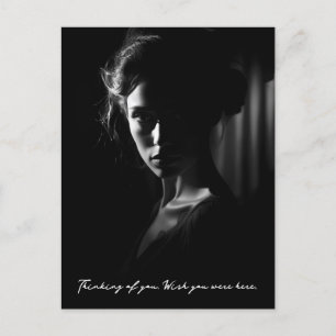 Silhouet van het gezicht van een vrouw B&W foto Briefkaart