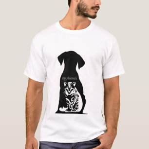 Silhouet van hond met kat binnenin en “Mijn vriend T-shirt