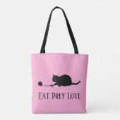 Silhouet van Kat bij Spelen "Eet Prey Love" Draagtas (Achterkant)