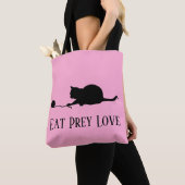 Silhouet van Kat bij Spelen "Eet Prey Love" Draagtas (Dichtbij)