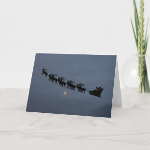 Silhouet van Kerstman & Rendieren Feestdagen Kaart