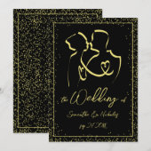 Silhouet van Liefdeslijn Kunst Bruiloft Kaart (Voorkant / Achterkant)