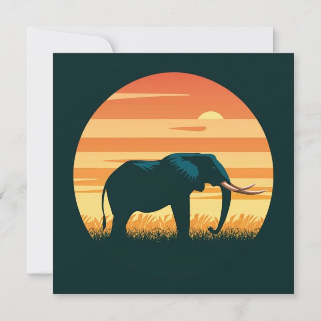 Silhouet van Olifant Safari Sunset (Voorkant)