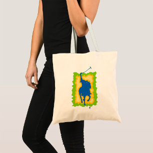Silhouet van polospeler moderne paardrijden sport tote bag