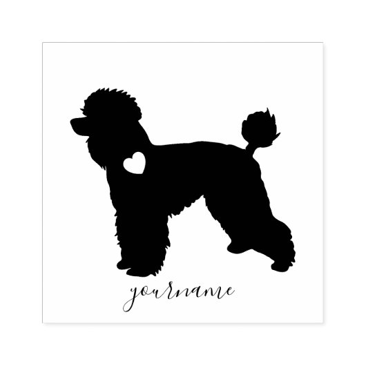 Silhouet van porseleindog met hart op nek rubberstempel (Afrduk)
