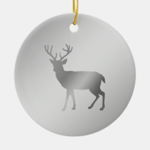 Silhouet van rendier op zilvergrijze glazen keramisch ornament