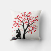 Silhouet van romantisch paar liefdesboom kussen (Achterkant)