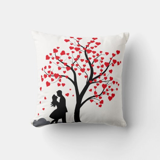Silhouet van romantisch paar liefdesboom kussen (Voorkant)