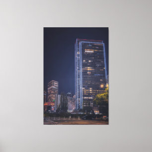 Silhouet van San Francisco bij nacht Canvas Afdruk