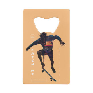 Silhouet van skateboarder - Stedelijk ontwerp Kredietkaart Flessenopener