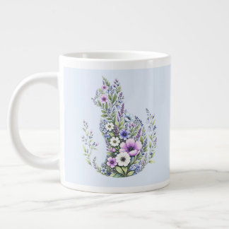 Silhouet van wilde bloemen botanische kat extra grote beker