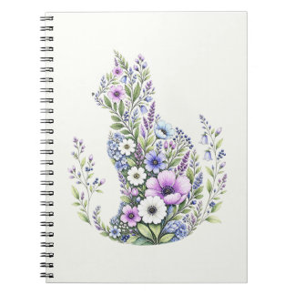 Silhouet van wilde bloemen botanische kat notitieboek