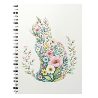 Silhouet van wilde bloemen botanische kat notitieboek