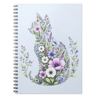 Silhouet van wilde bloemen botanische kat notitieboek
