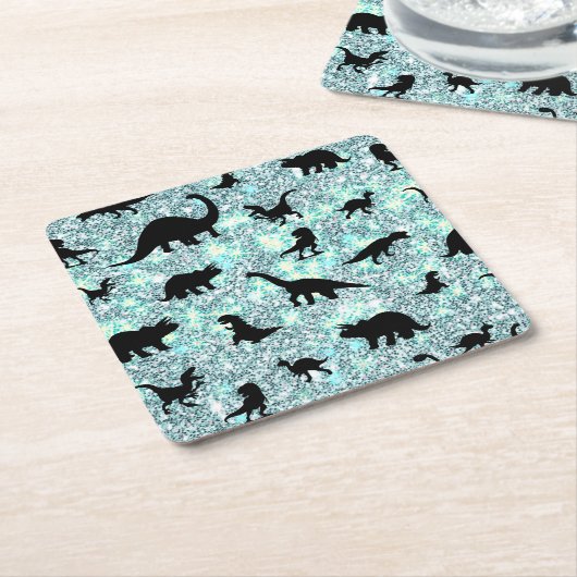 silhouet vis haai walvis gradient Sparkle galax Vierkante Kartonnen Onderzetter (Schuin)