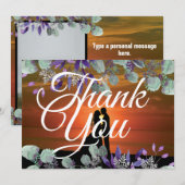 Silhouet Zonsondergang Elegante Weds Witte Typogra (Voorkant / Achterkant)