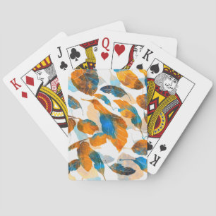 Silhouetbladeren: waterverf, digitale naadloze pa pokerkaarten