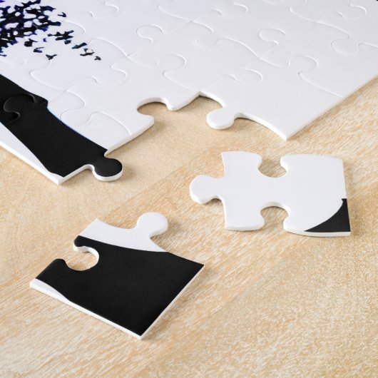 Silhouetbomen Paarse Rood en Geel Voor Kinderen Legpuzzel (Zijkant)