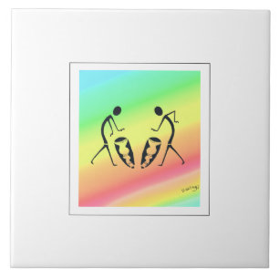 Silhouetdansers Viering van kleuren Tegeltje