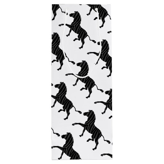 Silhouette afdrukken in zwart-wit en grijs wijn cadeautas (Achterkant)