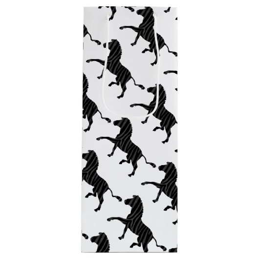 Silhouette afdrukken in zwart-wit en grijs wijn cadeautas (Voorkant)