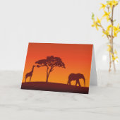 Silhouette africaine de safari - carte de voeux (Fleur jaune)