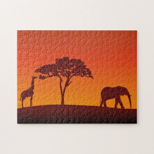 Silhouette africaine de safari - puzzle (Horizontal)
