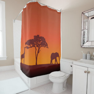 Silhouette africaine de safari - rideau en douche