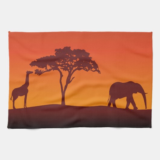Silhouette africaine de safari - serviette de (Horizontal)