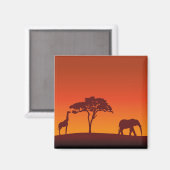 Silhouette africaine Safari - Magnet (Recto/Verso)