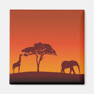 Silhouette africaine Safari - Magnet