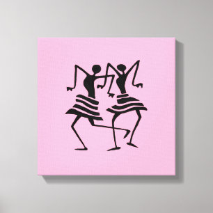 Silhouette Afrikaanse kunst viering Canvas Afdruk