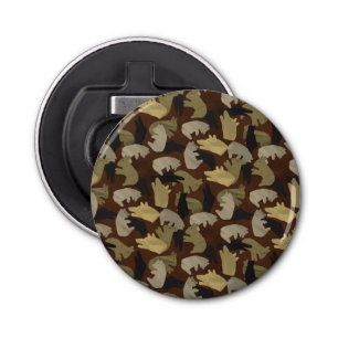 Silhouette Animal Camouflage Brown Button Flesopener